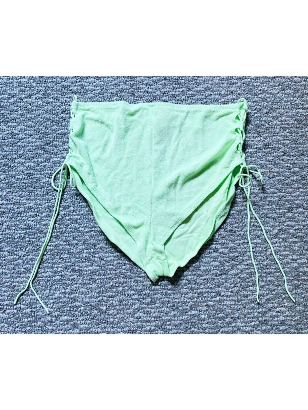 Savage X Fenty Mint Green Terrycloth High-Waisted Booty Shorts Side Tie Detail